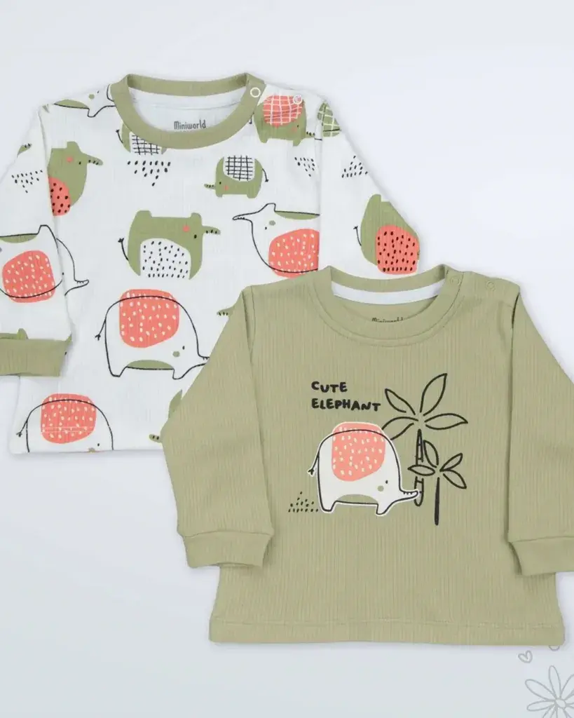 Miniworld Set majica za bebe Pistacio 1, 2 Komada, Šareni