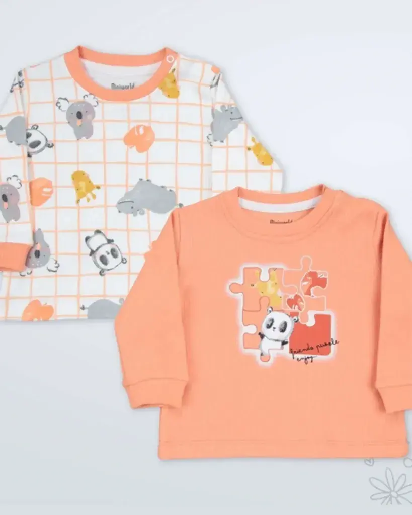 Miniworld Set majica za bebe Panda 3, 2 Komada, Šareni