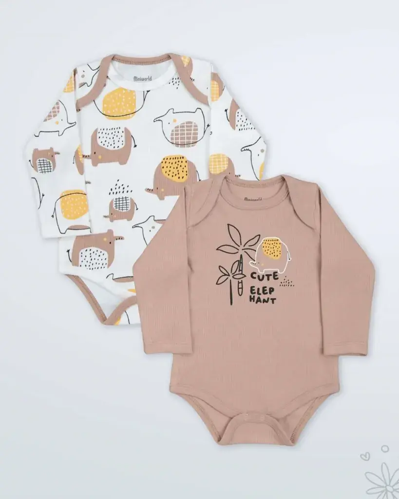 Miniworld Set bodija za bebe, 2 Komada, Šareni