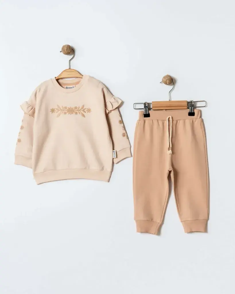 Miniworld Komplet trenerka za djebojčice, Smeđe-bež