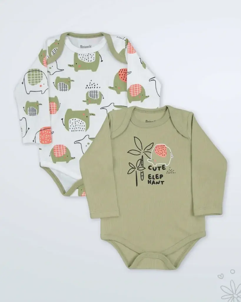 Miniworld Set bodija za bebe Pistacio 1, 2 Komada, Šareni