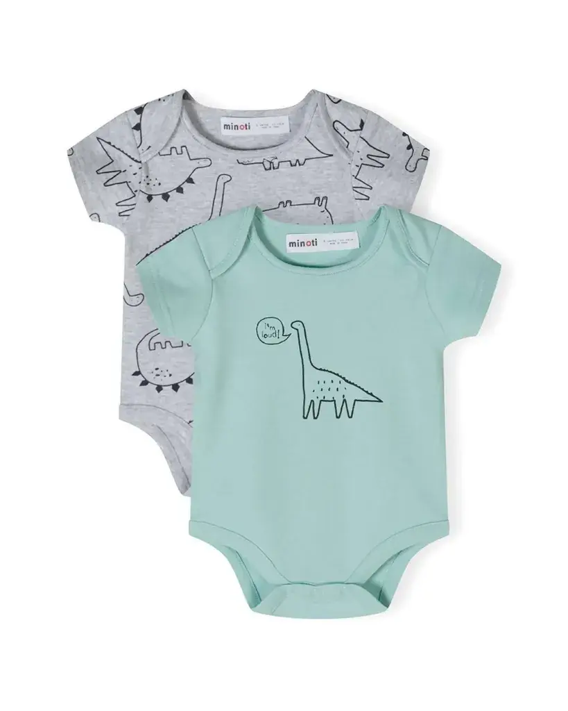 Minoti Set bodija za bebe Dino, 2 Komada, Šareni