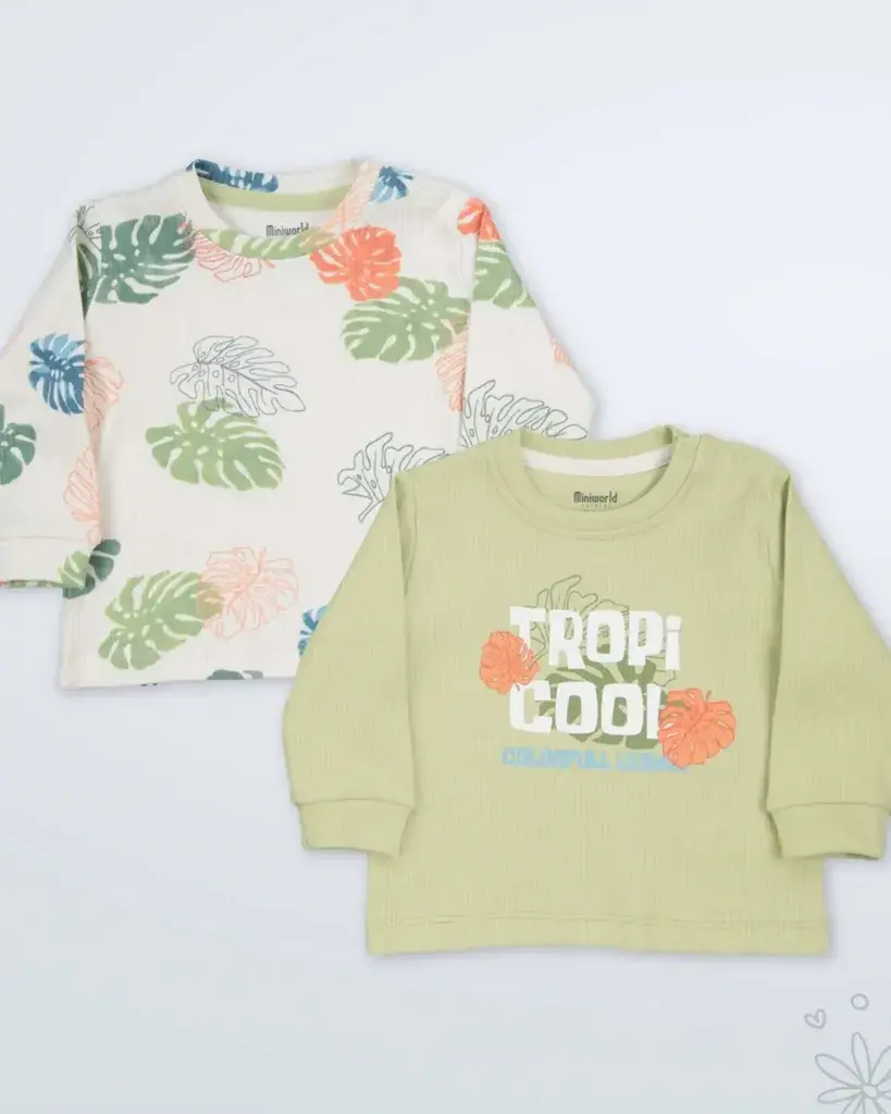 Miniworld Set majica za bebe Pistacio 2, 2 Komada, Šareni