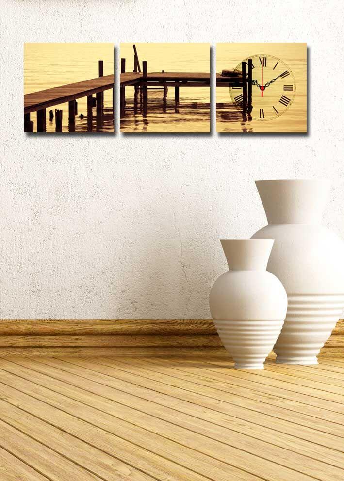 Zidni sat Wallity 3P2828CS-16, 90x28 cm, 3 dijela