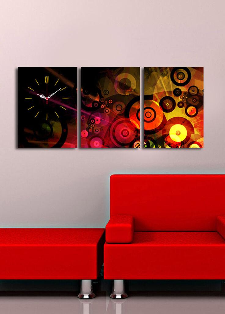 Zidni sat Wallity 3P3040CS-58, 96x40 cm, 3 dijela