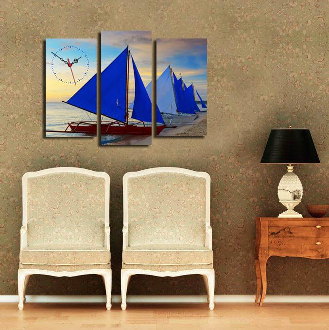 Zidni sat Wallity 3PATCS-7, 66x45 cm, 3 dijela