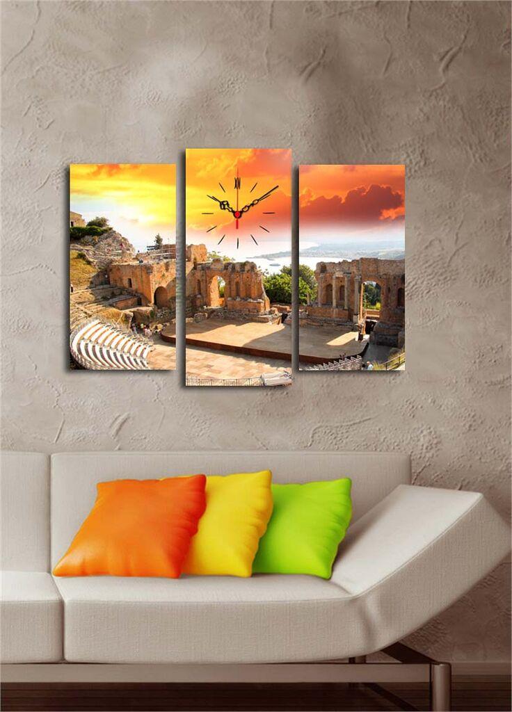 Zidni sat Wallity 3PATCS-23, 66x45 cm, 3 dijela