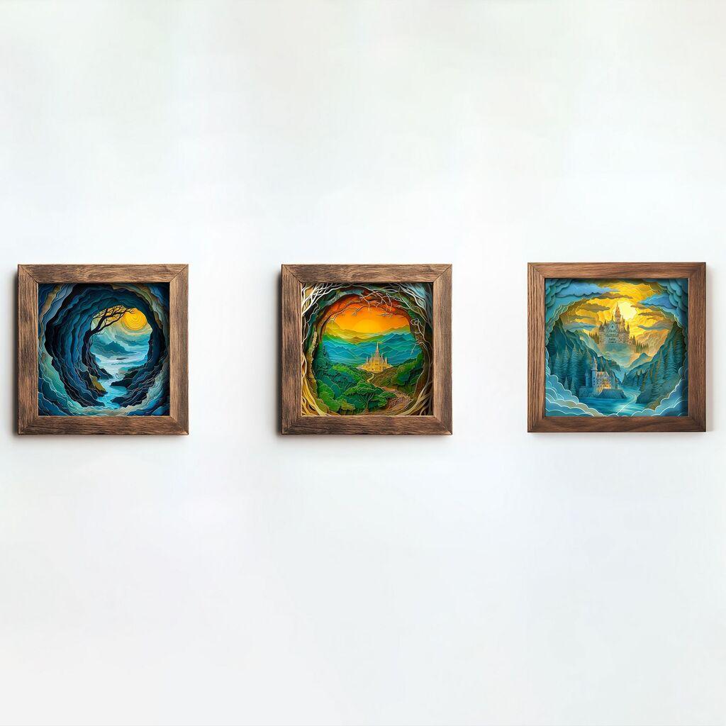 Wallity slika UKZM068, 3 dijela, 16 x 16 x 2 cm