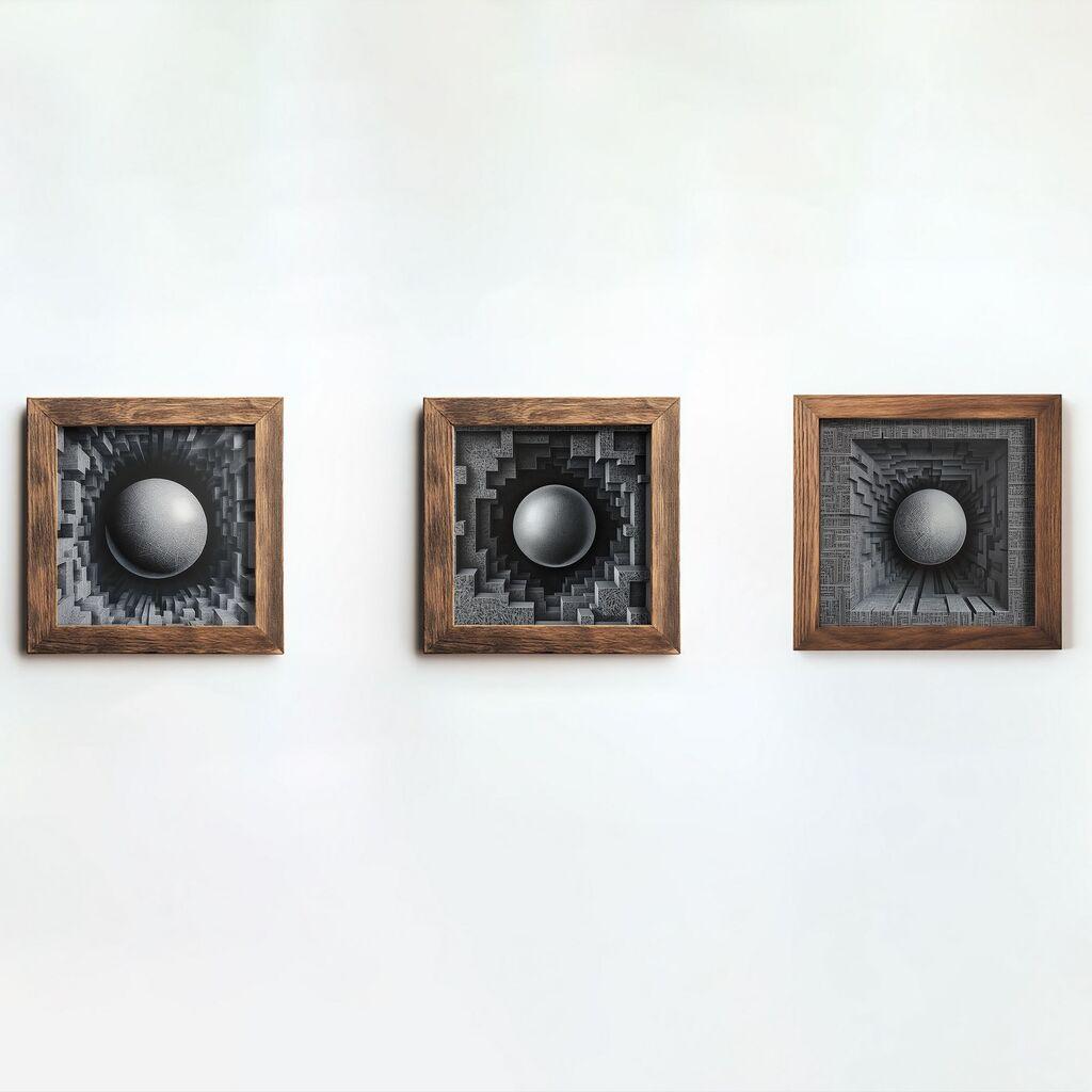 Wallity slika UKZM066, 3 dijela, 16 x 16 x 2 cm