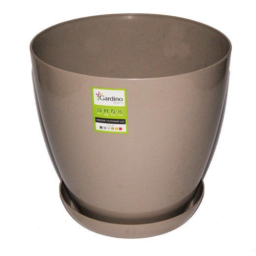 Saksija Lux, 22cm, Sa podmetačem, Smeđe boje