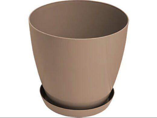 Saksija Lux, 28cm, Sa podmetačem, Smeđe boje