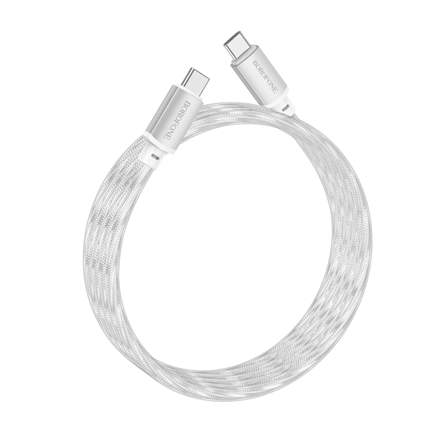 Borofone USB kabl BX95 Vivid 60W silicone charging 1m, 20W, Type-C to Type-C, Bijeli