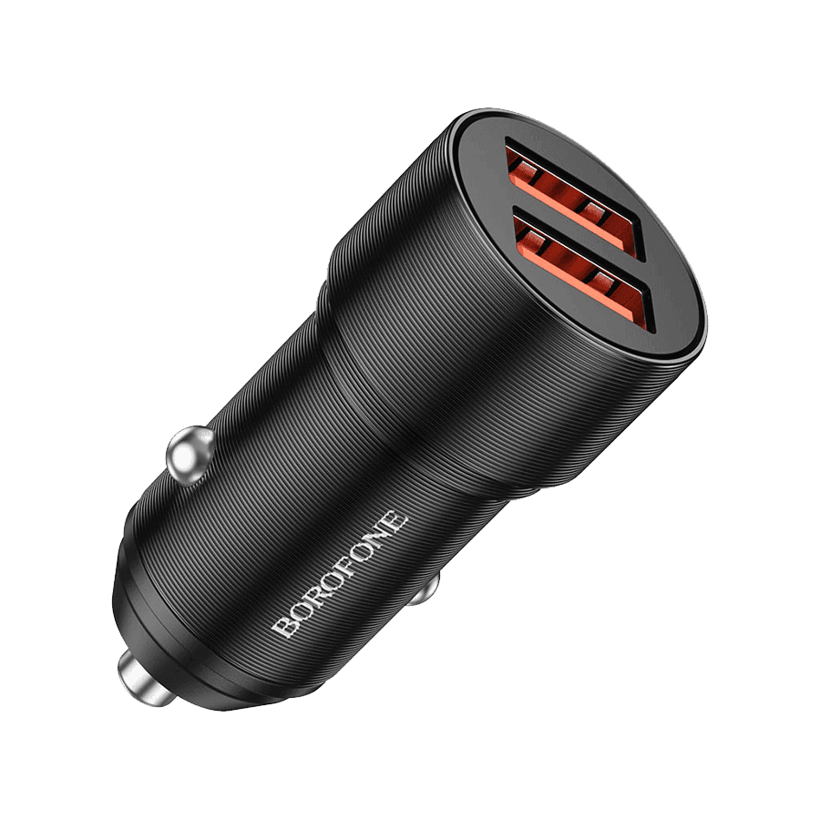 Borofone Auto punjač USB BZ19B Wisdom 36W dual port QC3.0 2xUSB, Crni
