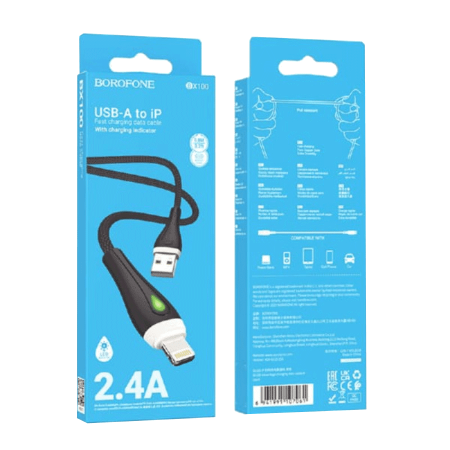 Borofone USB kabl BX100 Advantage charging data iPhone 1m, Crni