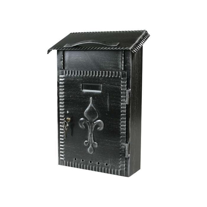 Poštanski sandučić kovani tip 652, 230 x 380 x 80 mm, crni sa bravicom, Crni