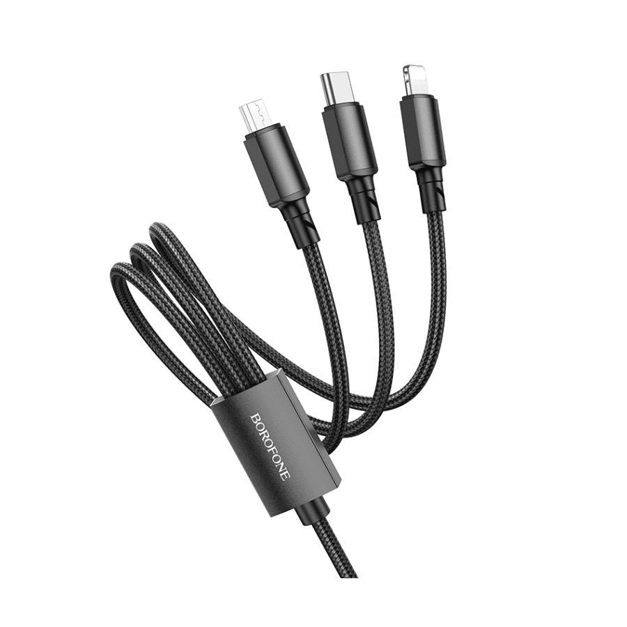 Borofone USB kabl BX72 za punjenje 1m, 2A, Type-C, iPhone/lightning, micro, Crni