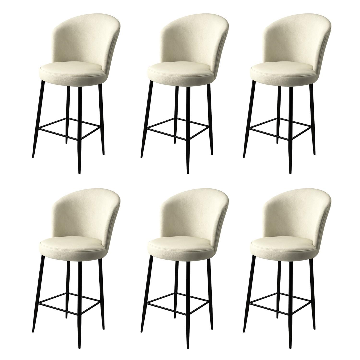 Hanah Home Set od 6 barskih stolica Alte krem-crne boje