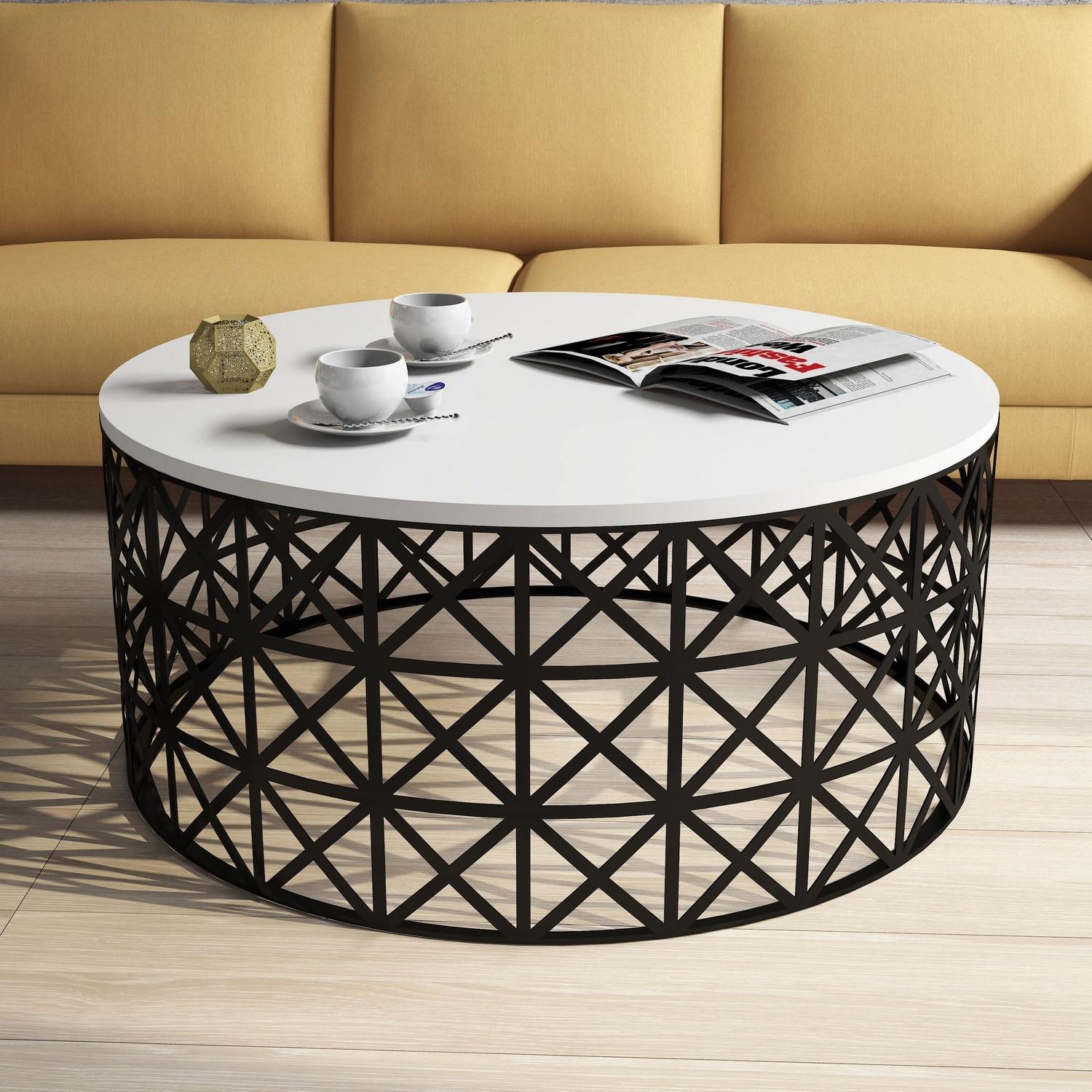 Hanah Home Klub sto 90x90x38cm Bijelo-Crni