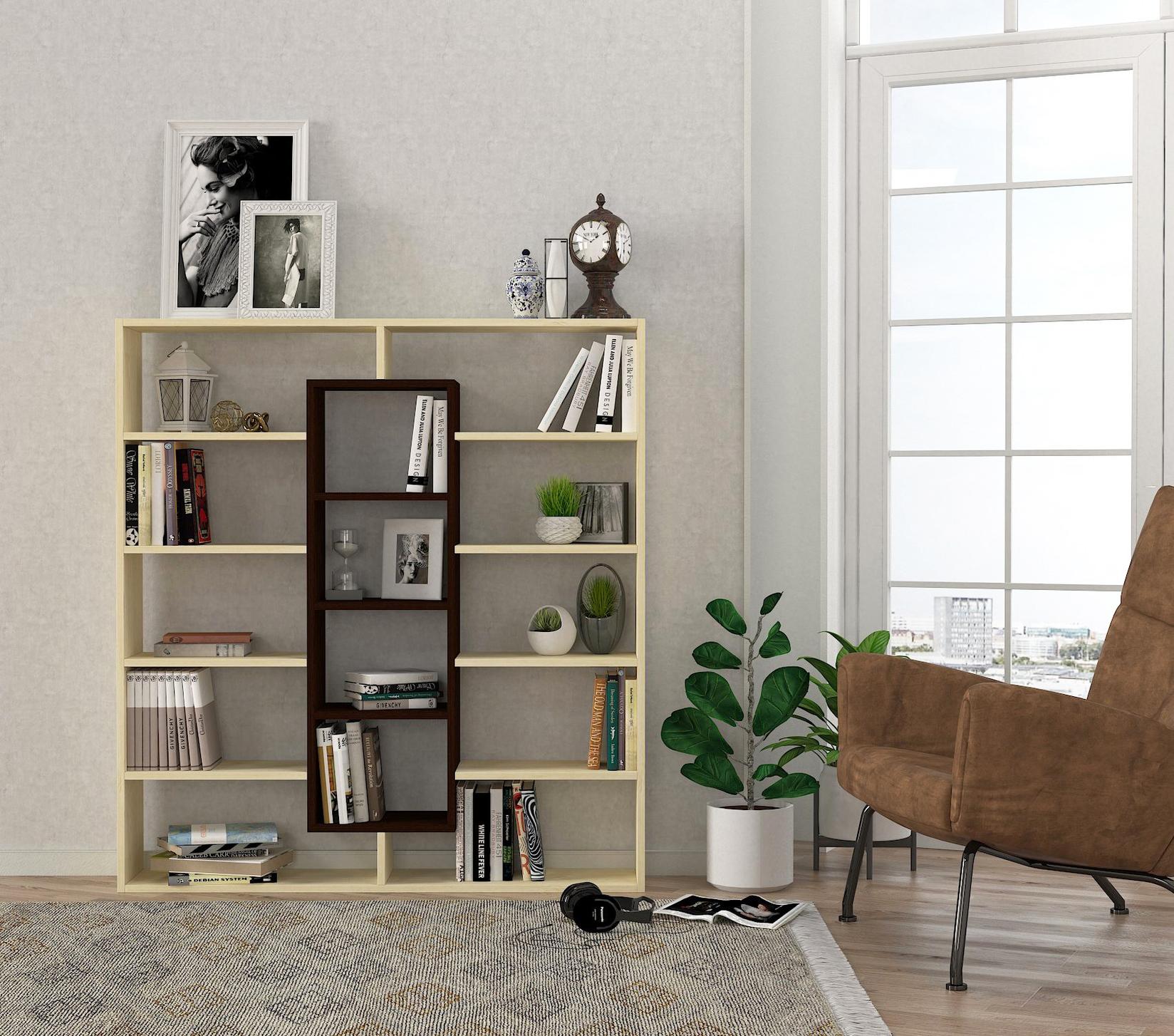 Hanah Home Polica 125x135,7x22cm Smeđa-Breza