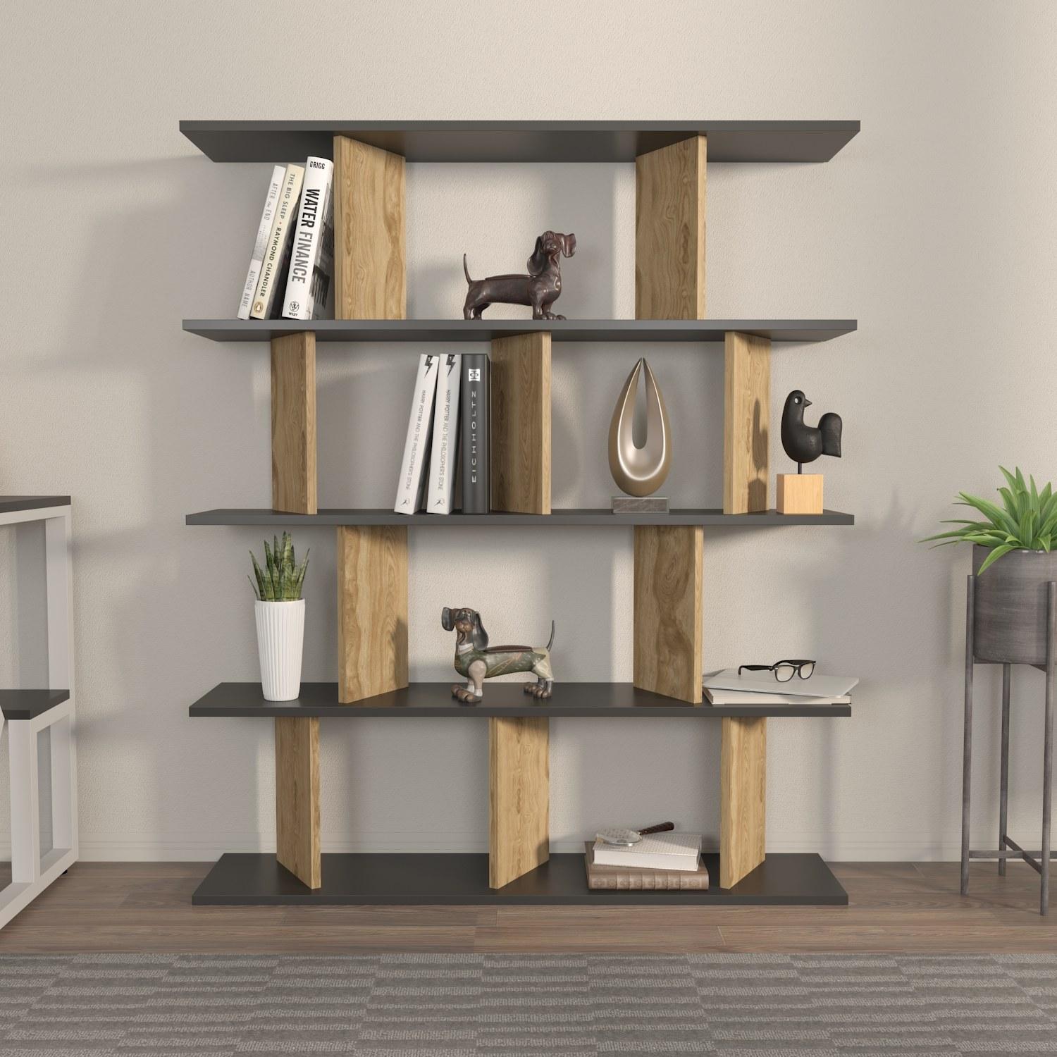 Hanah Home Polica 120x141x24.6cm Crni hrast