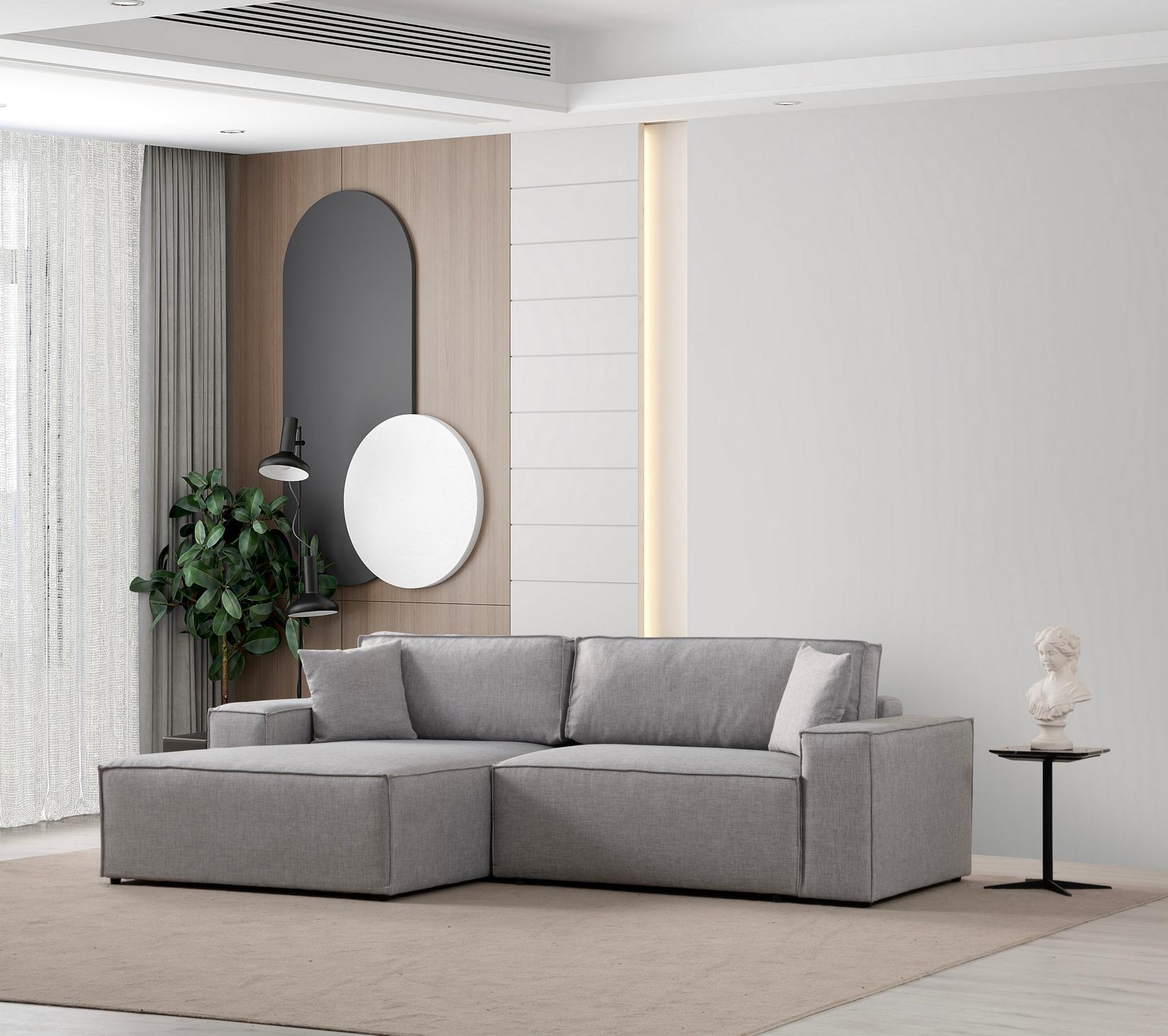 Atelier del Sofa Kutna sofa Pirlo 145x43x206cm Svijetlo siva