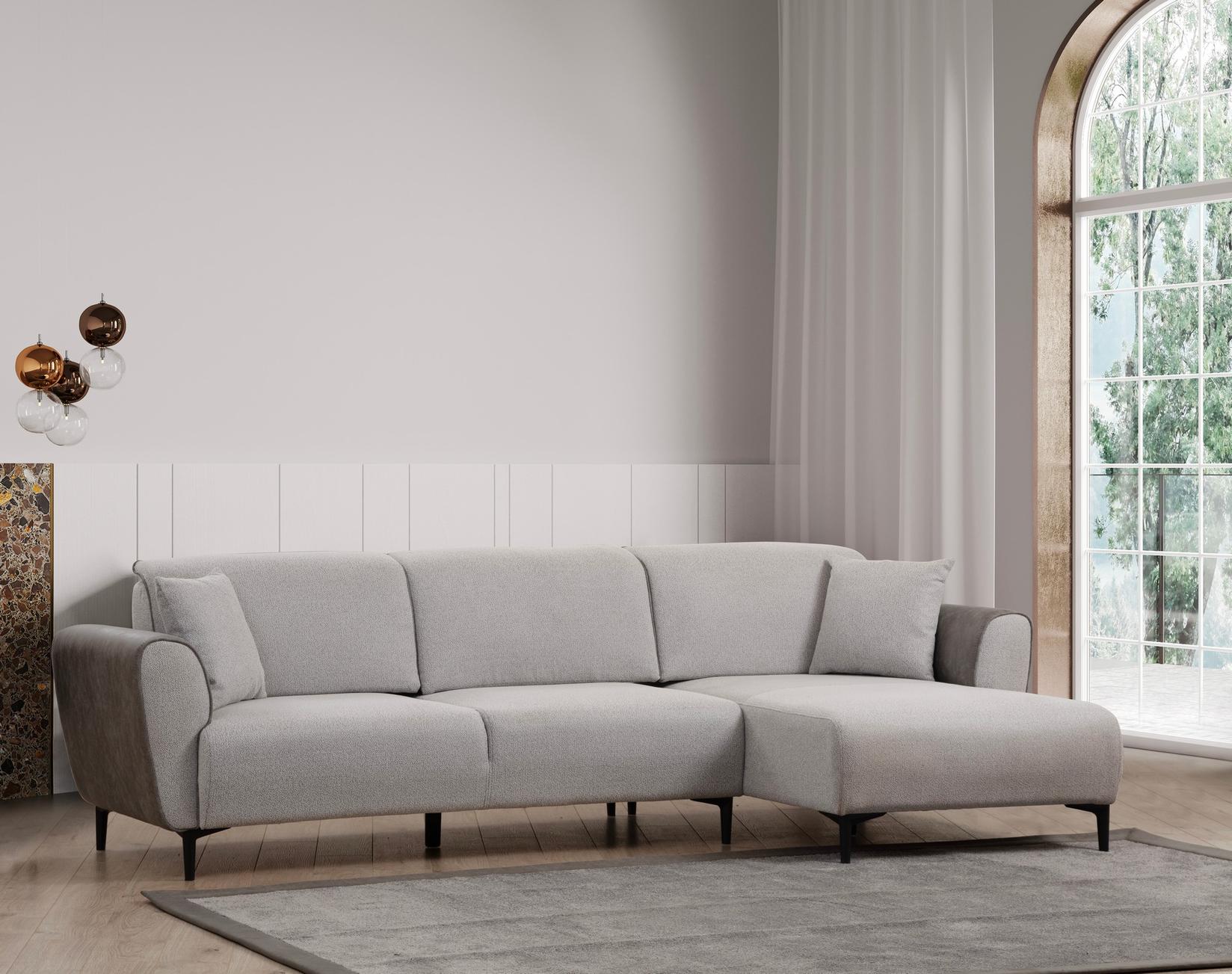 Atelier del Sofa Ugaona garnitura Aren, 145x43x206 cm, Siva