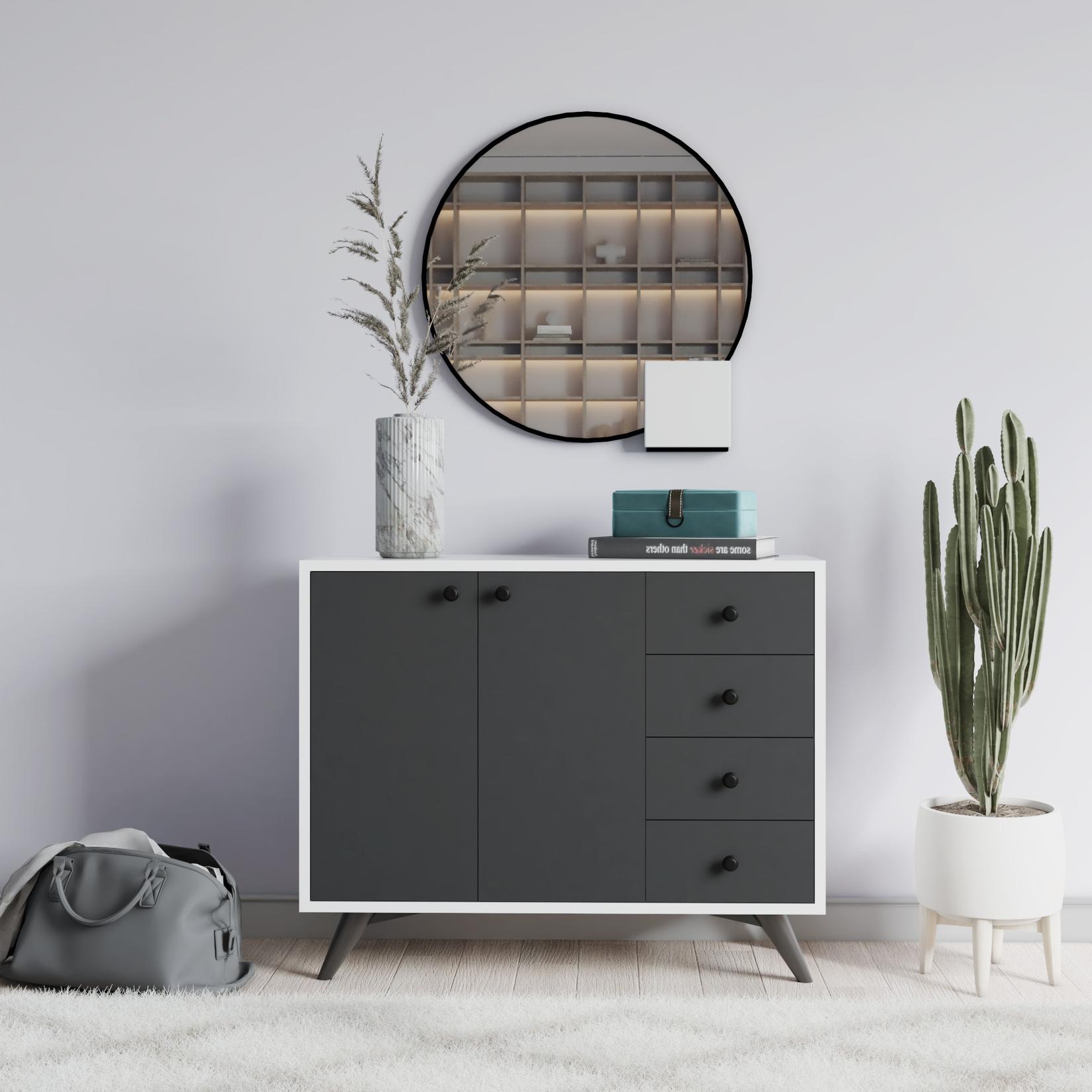 Hanah Home komoda Waga 100x82x35cm bijela-antracit