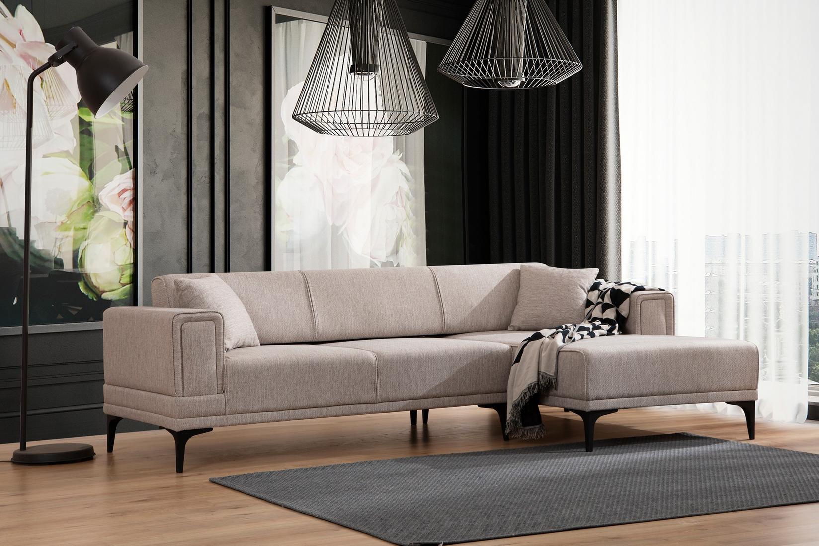 Atelier del Sofa Ugaona garnitura Horizon, 85x43x207 cm, Svetlobraon