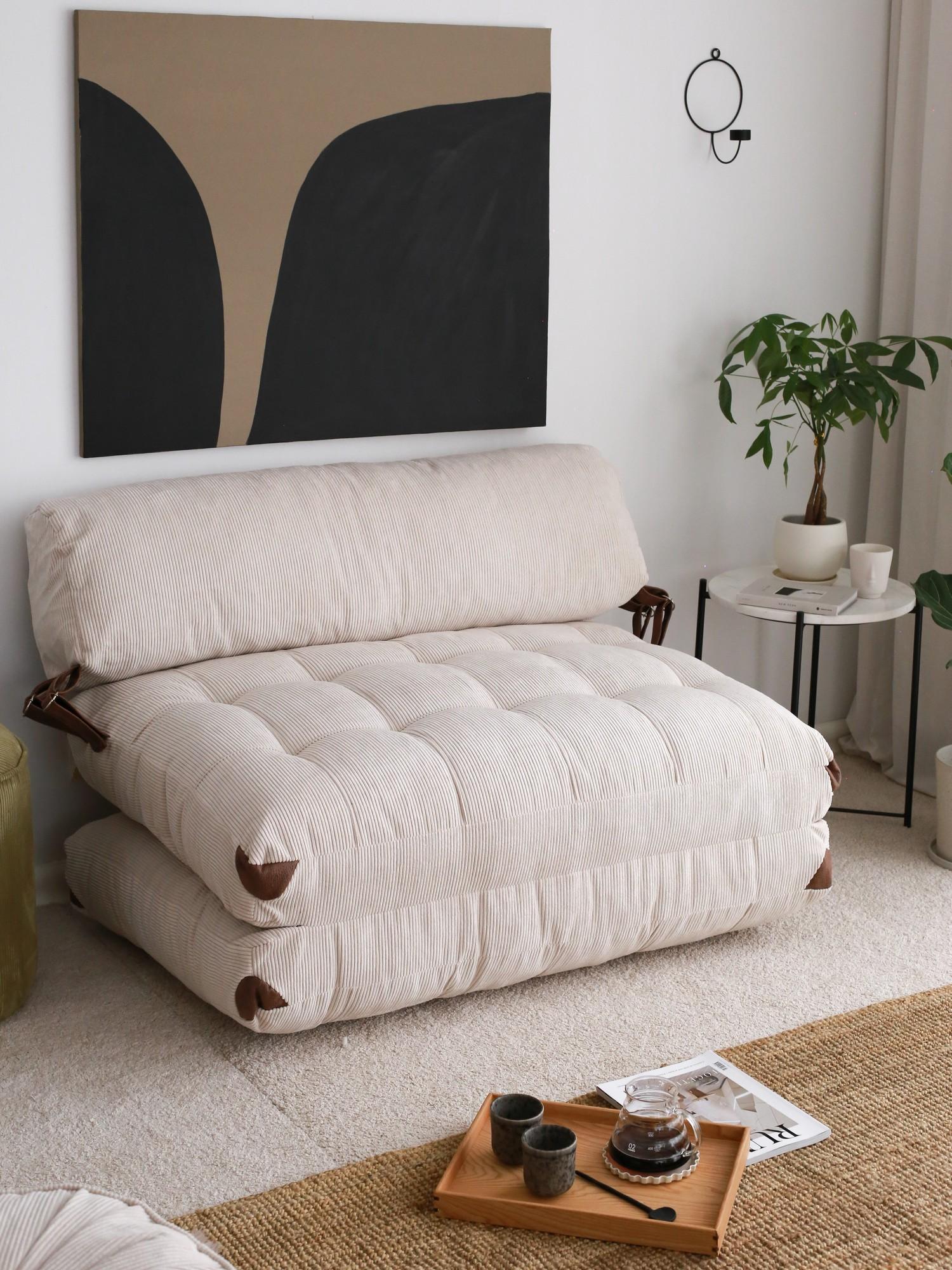 Atelier del Sofa na rasklapanje, dvosjed, Fold Velvet 2, 120x24x75cm, bijela