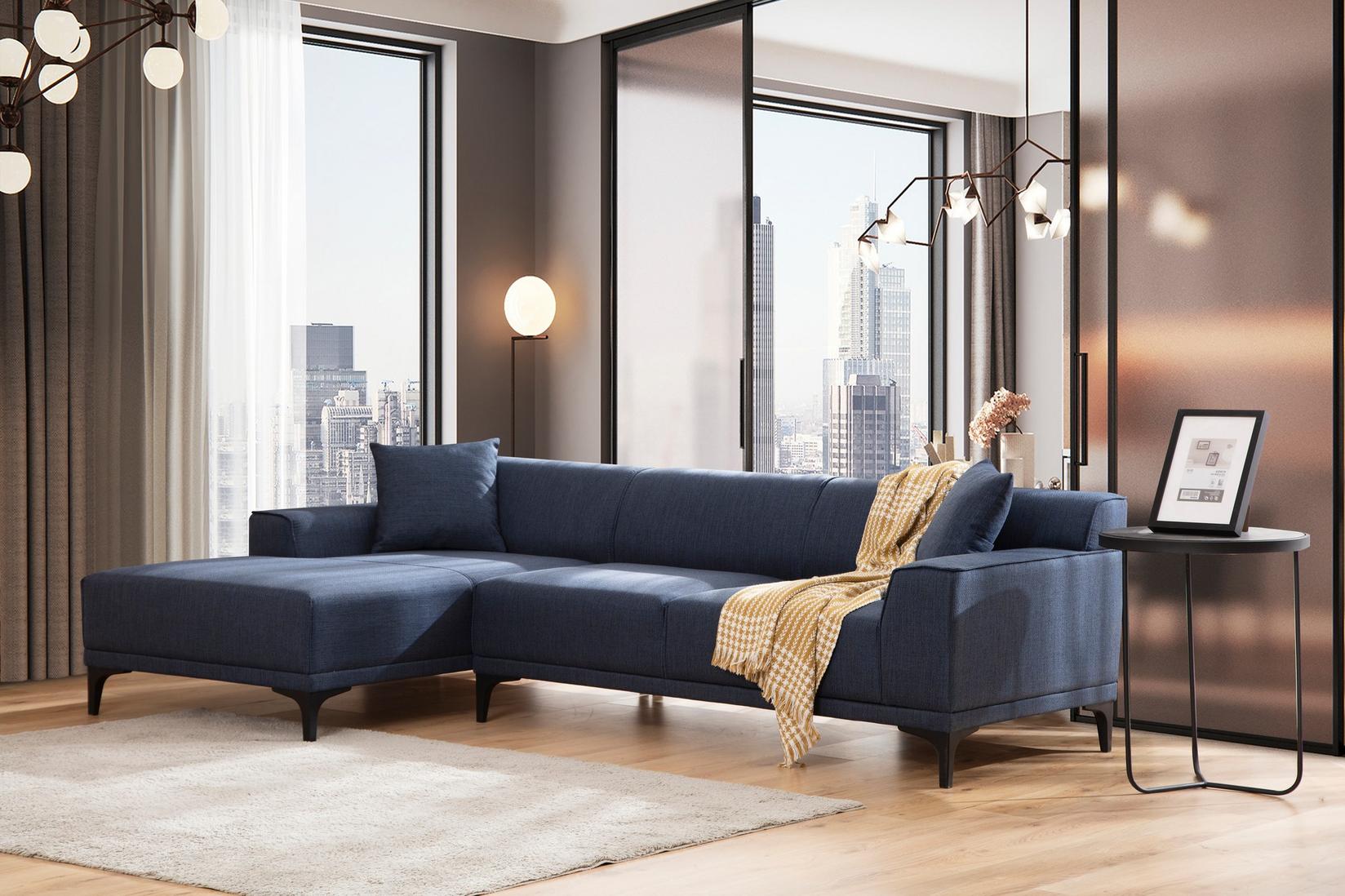 Atelier del Sofa Ugaona garnitura Petra L, 145x69x88 cm, Plava