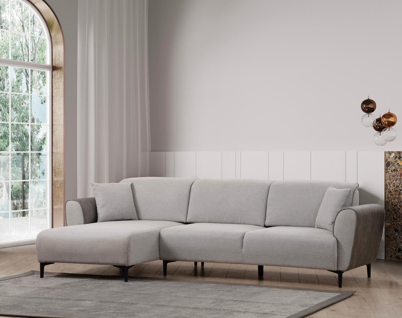 Atelier del Sofa Ugaona garnitura Aren, 145x43x206 cm, Siva