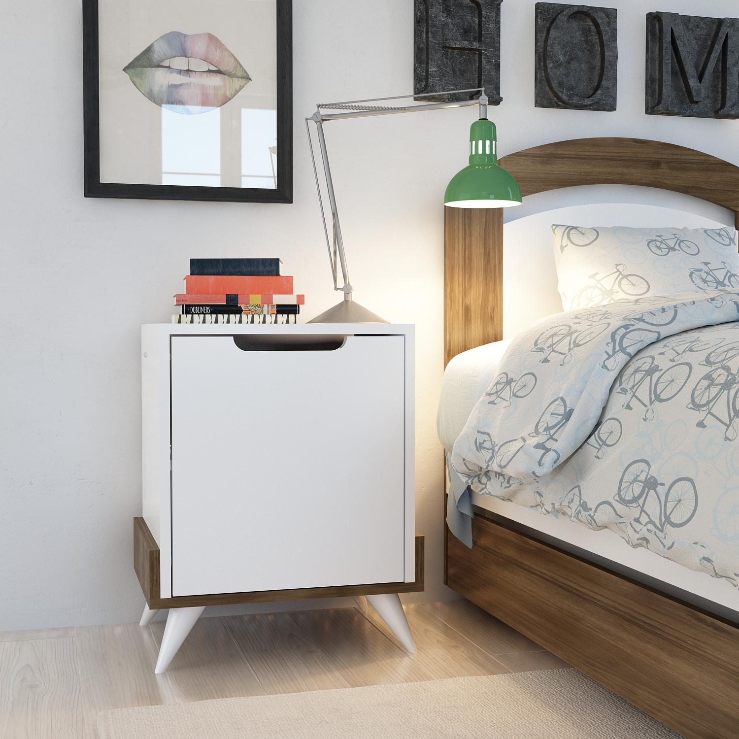 Hanah Home Noćni ormarić Monzana 48,6x60x35cm Orah