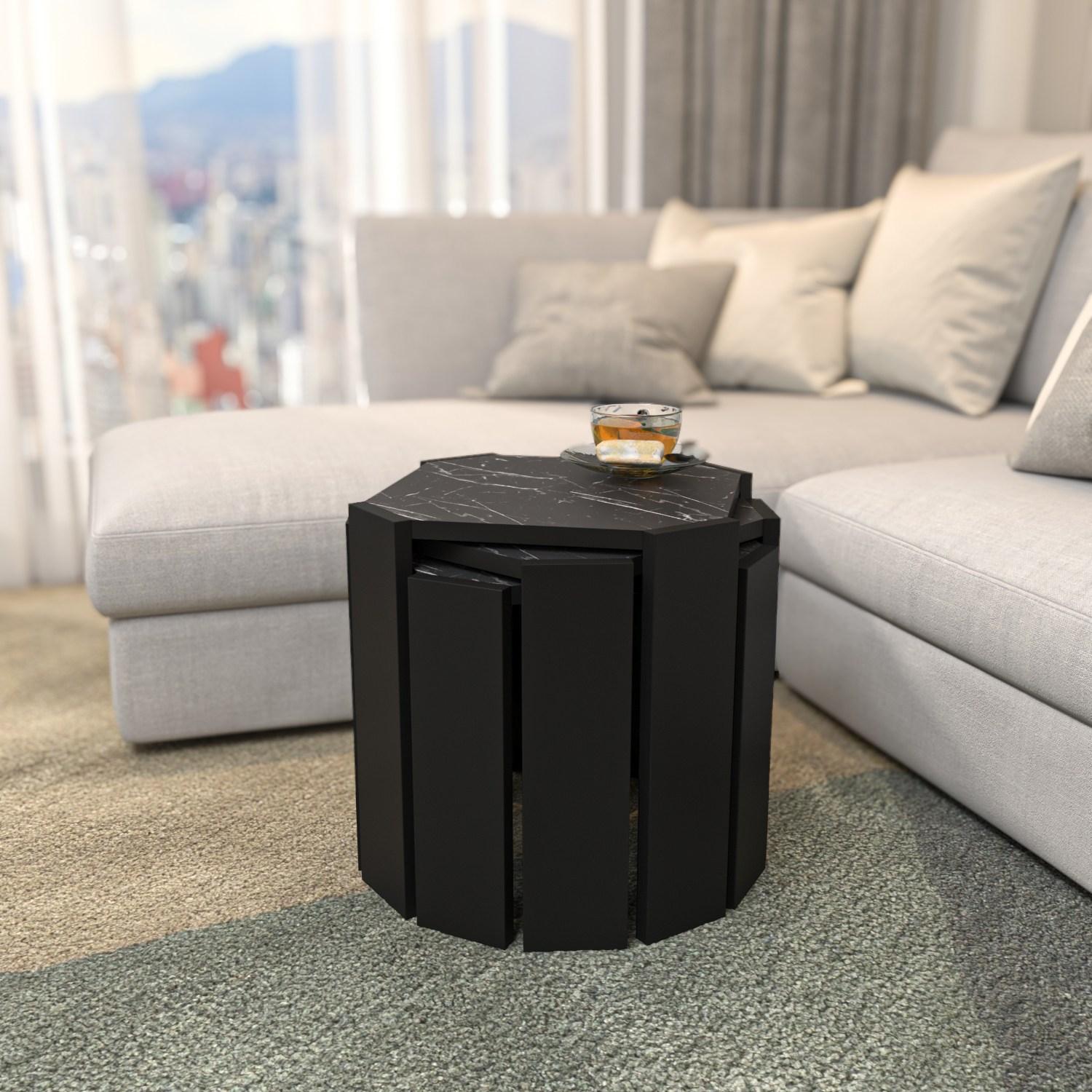 Hanah Home Club sto Lori 44,5x41x44,5cm Crni-Mermer