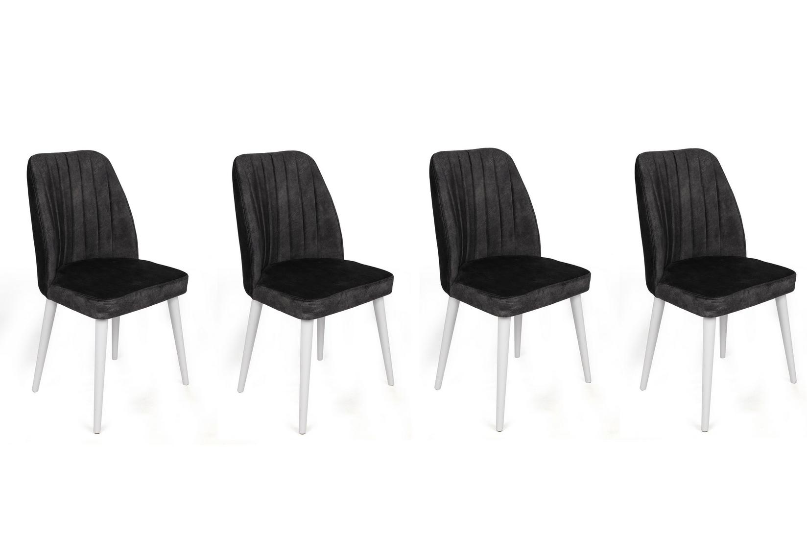 Hanah Home Set 4 trpezarijske stolice Alfa Antracit-Bijeli