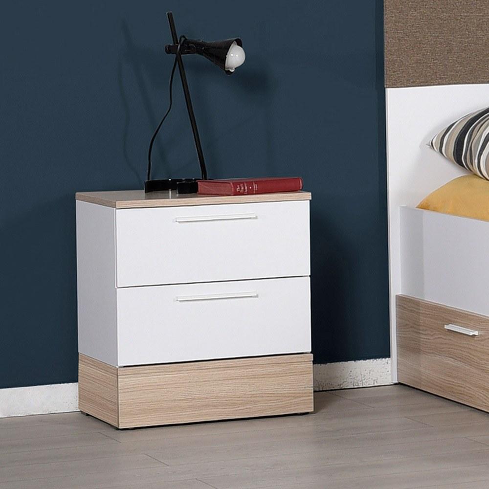 Hanah Home Noćni ormarić 45x52x40cm Hrast-bijela