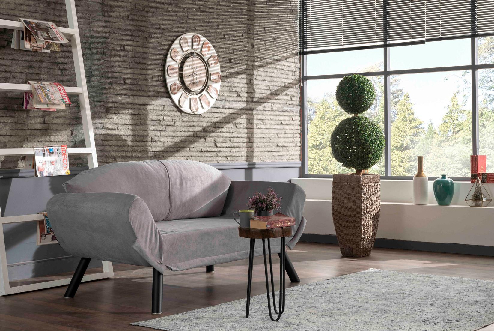 Atelier del Sofa Dvosjed na razvlačenje Genzo 177x87x75cm Siva