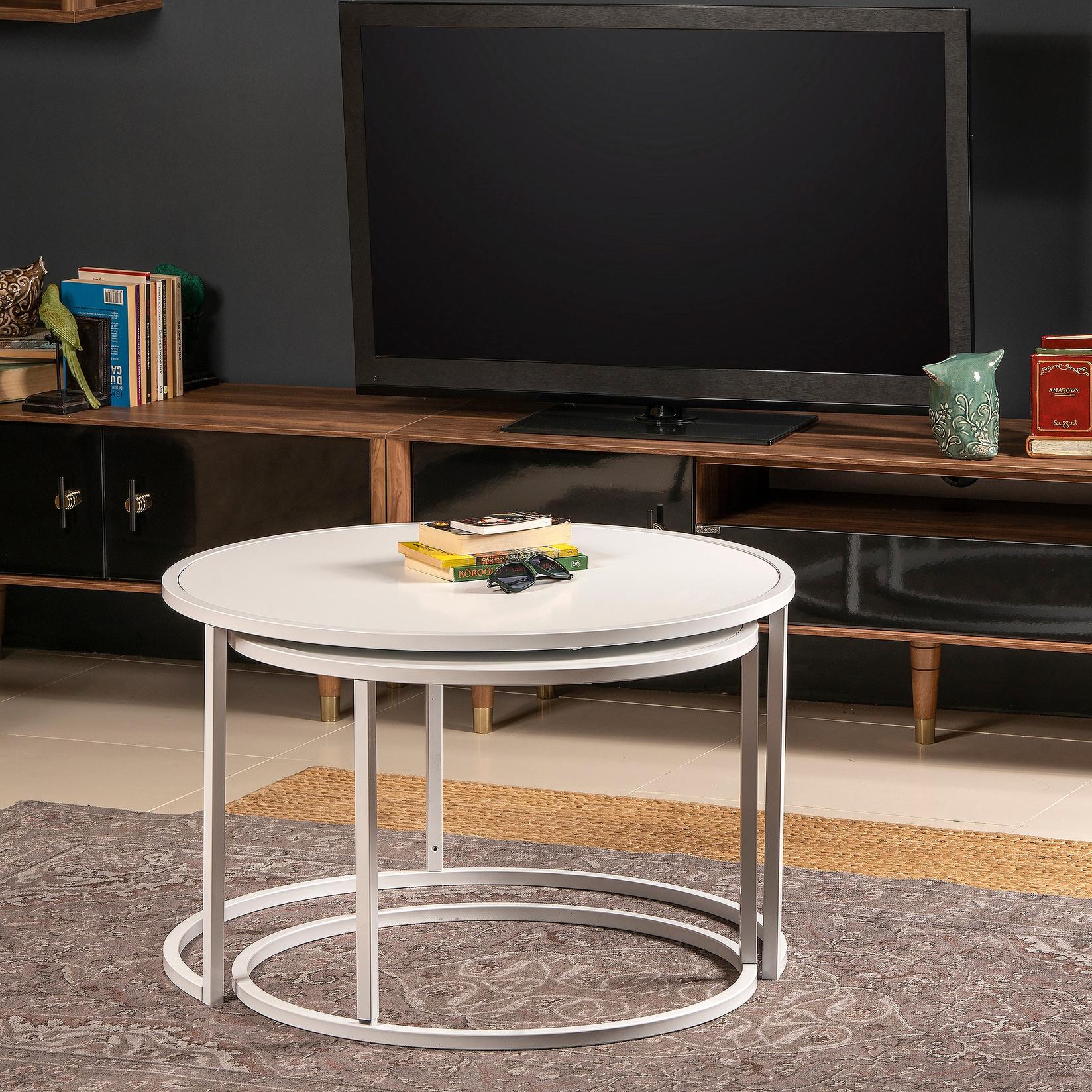 Hanah Home Club set stolova, 2 dijela, Tambur bijela