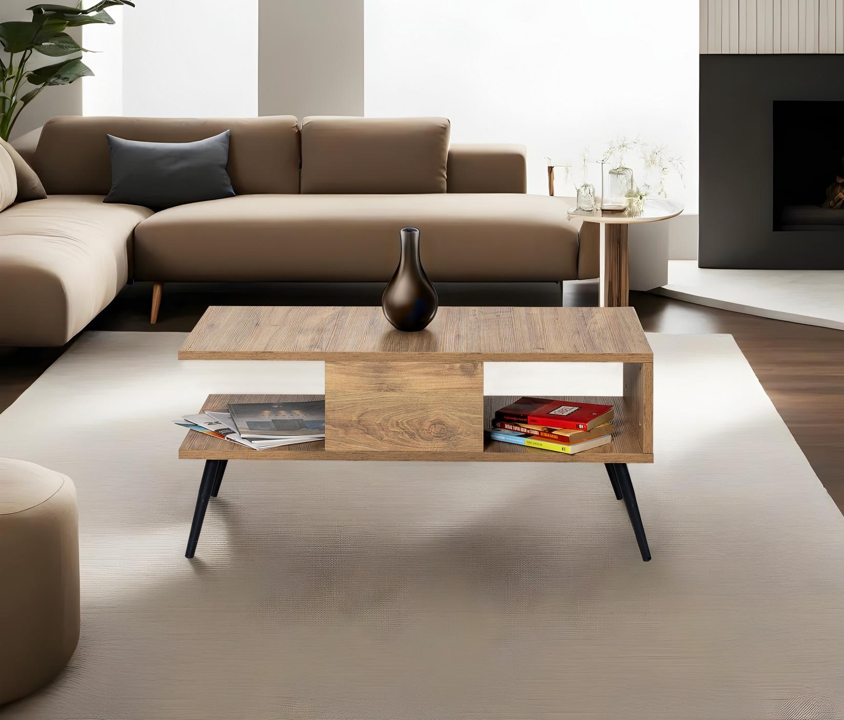 Hanah Home Club sto Bukle 90x40x50cm Bež-Crni