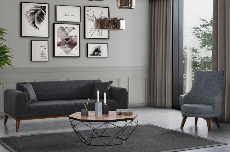 Atelier del Sofa Trosjed na razvlačenje Cofi 90x80x222 cm, Antracit