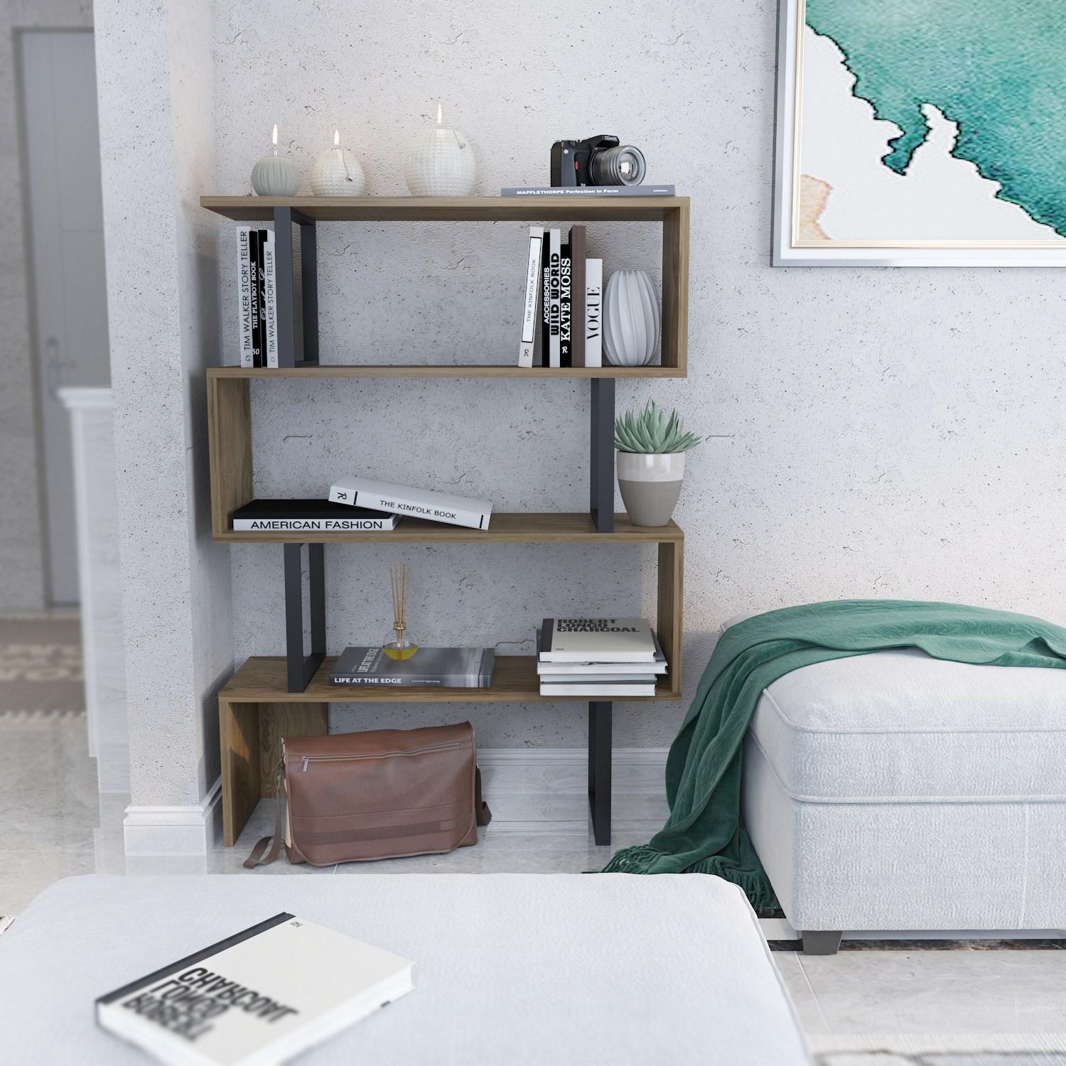 Hanah Home Polica 91,5x124,5x29,5cm Hrast-Crna