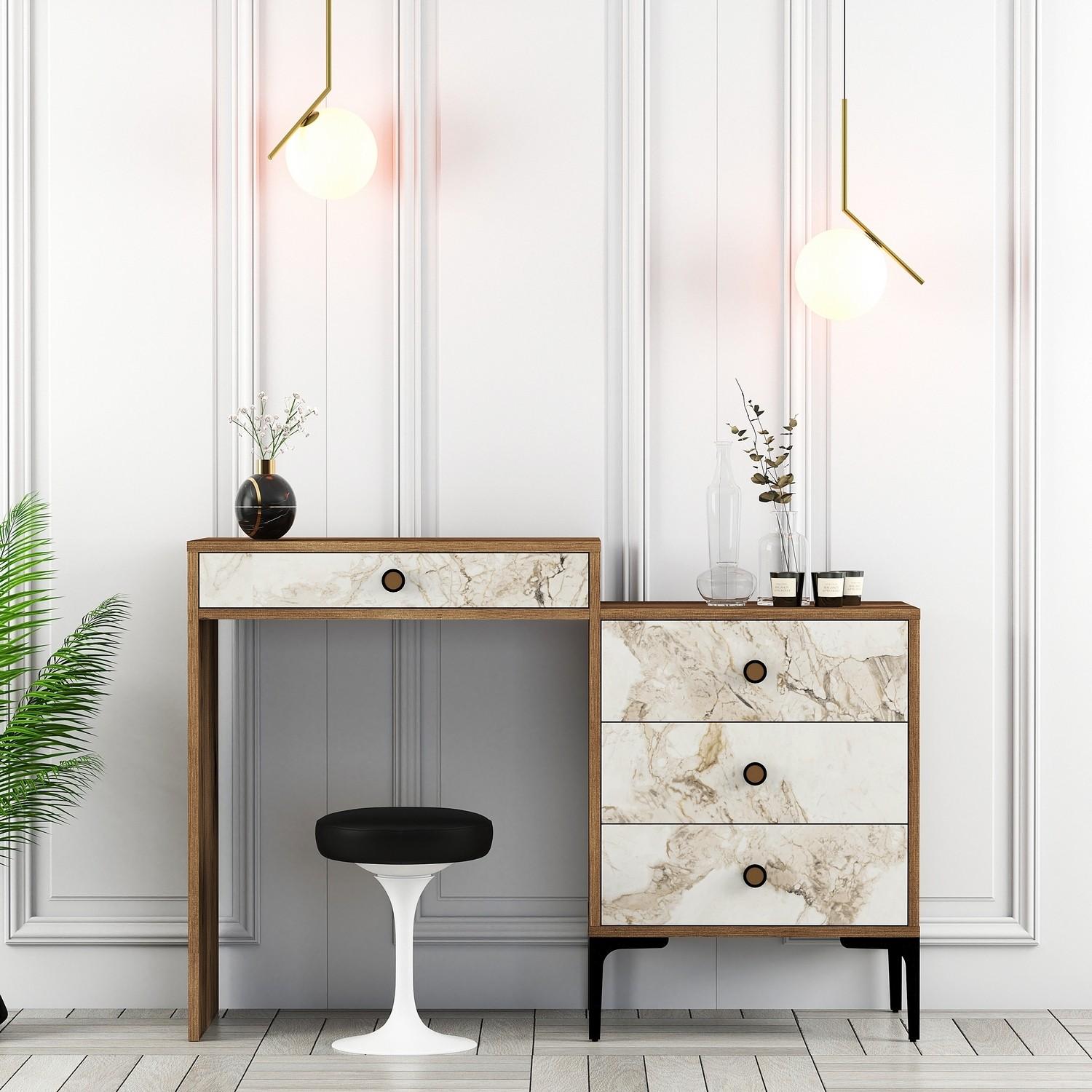 Hanah Home Sto za šminkanje 124x84,7x40cm Orah