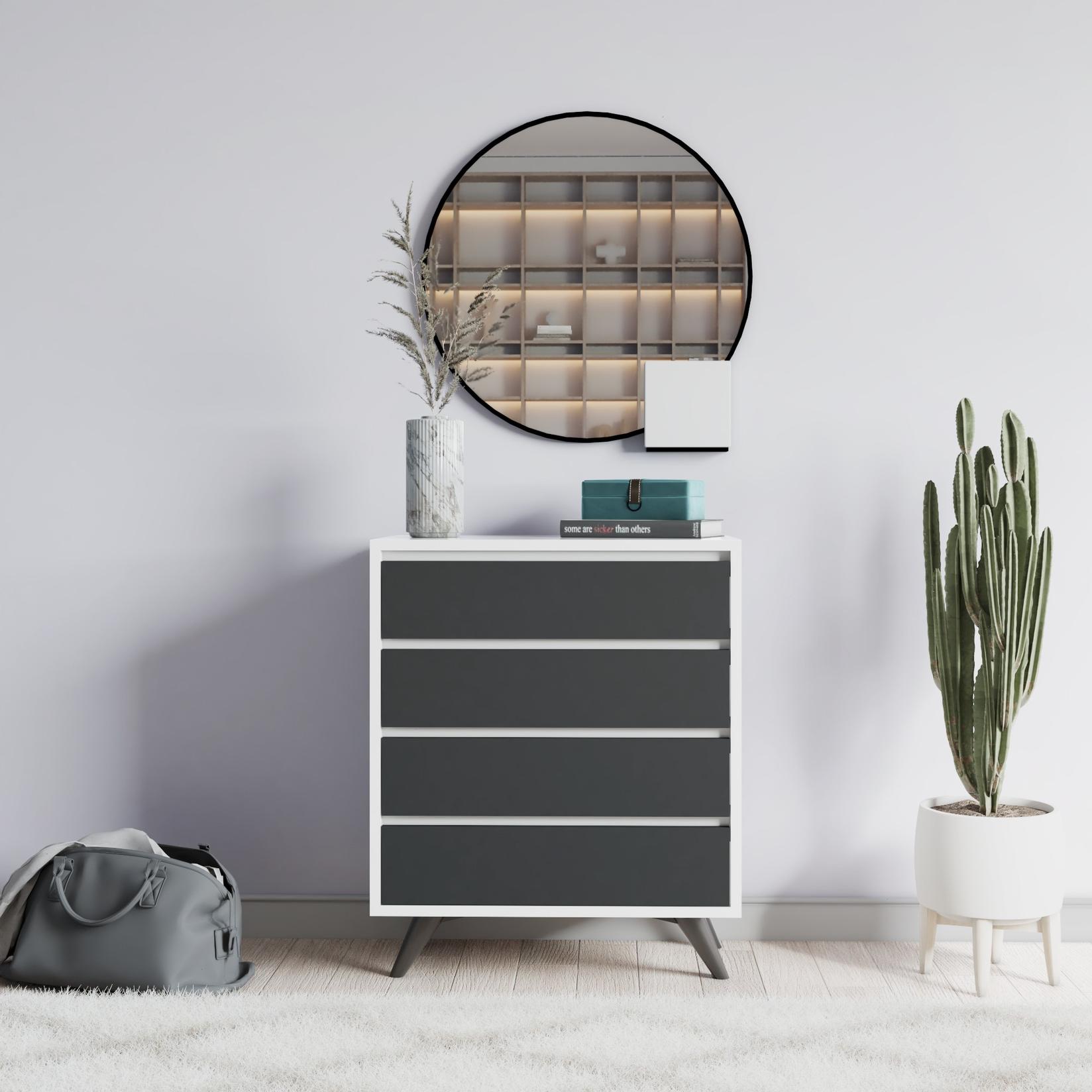 Hanah Home Komoda Suvera 70x86x40cm, Bijelo-Antracit