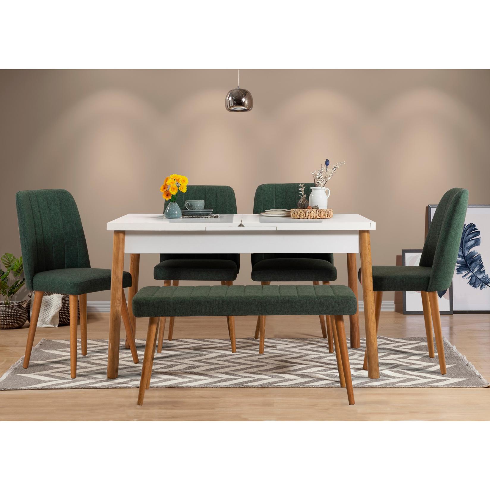Hanah Home Set trpezarijski sto, 4 trpezarijske stolice i klupa Santiago Atlantic Colorful