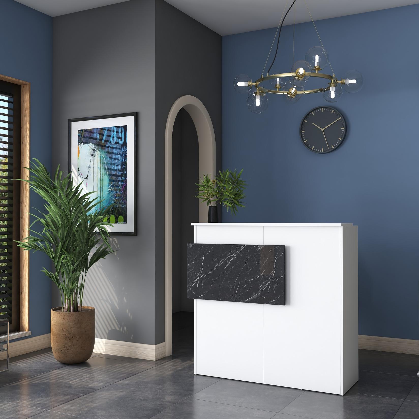 Hanah Home sto za prijem 110x110x40cm Bijeli mramor