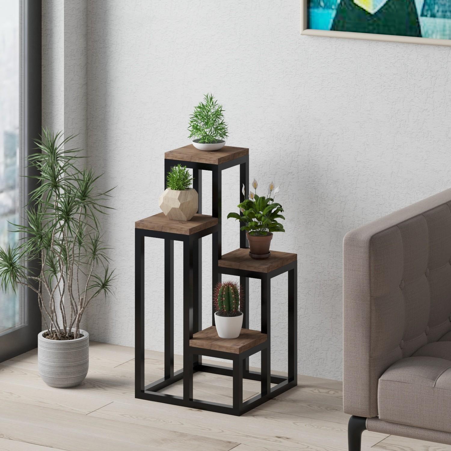 Hanah Home Polica 34x39x65cm Bež-Crna