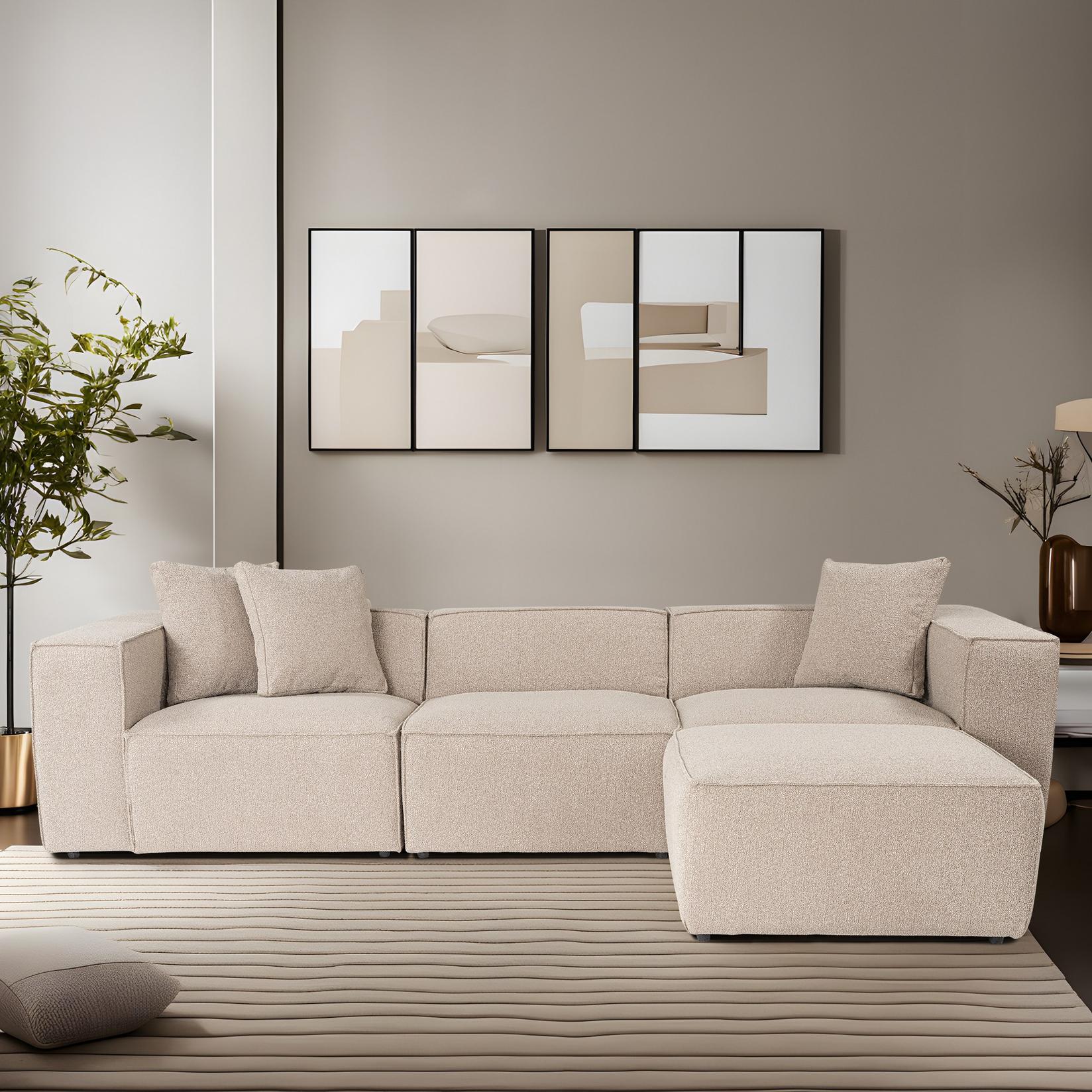 Atelier del Sofa Ugaona garnitura Lora, 193x65x303 cm, Breskva