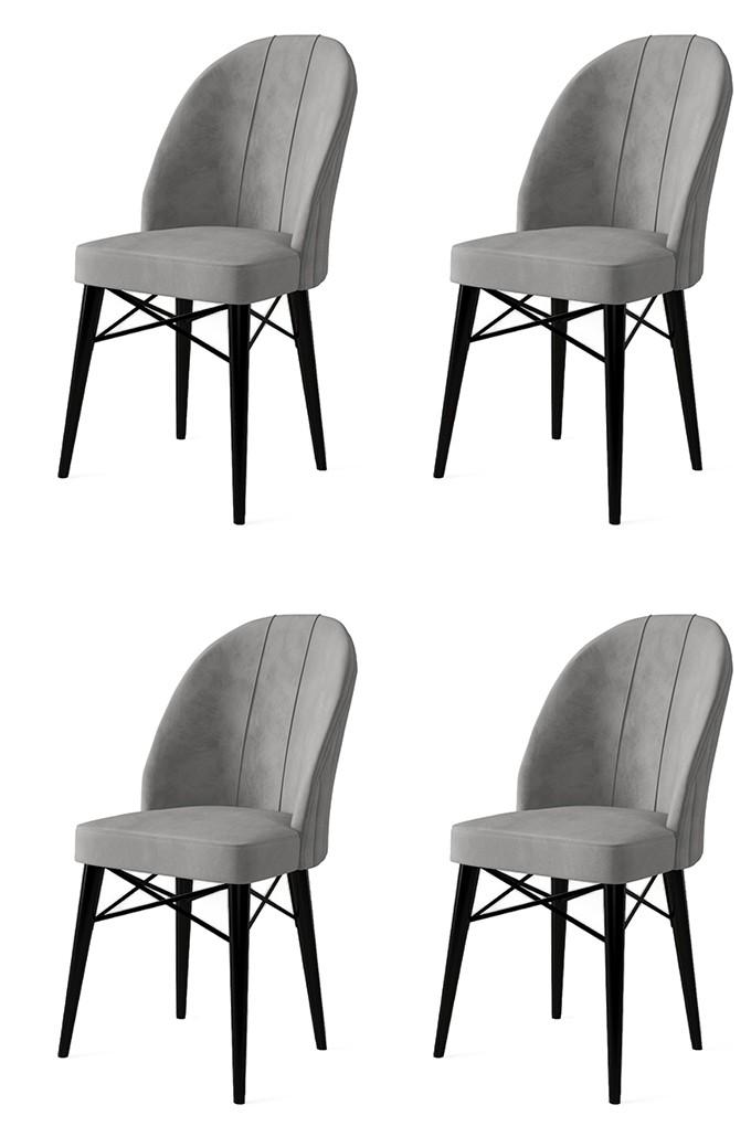 Hanah Home Set 4 trpezarijske stolice Ritim Sivo-Crni