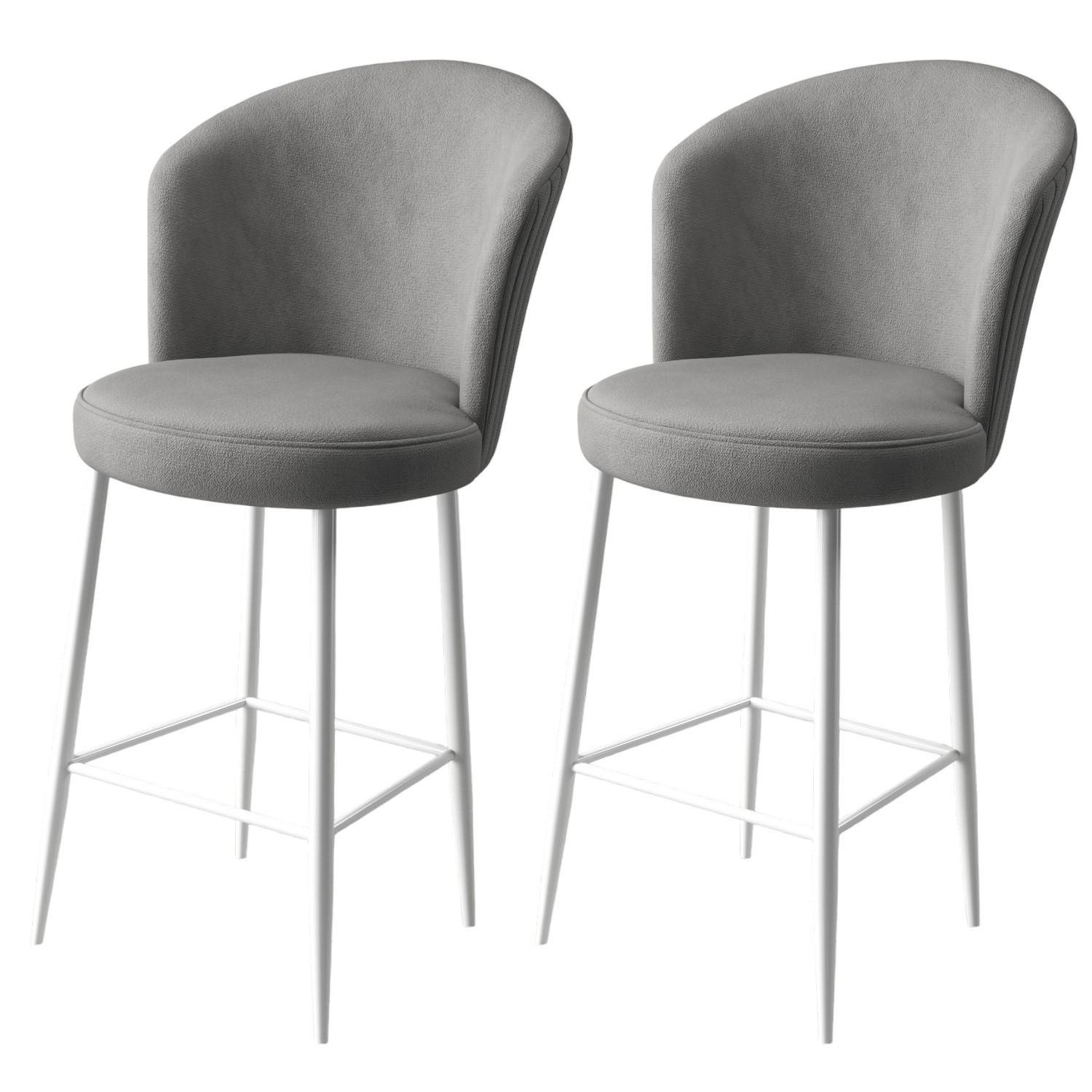 Hanah Home Set barskih stolica, 2 komada, Sivo-Bijeli
