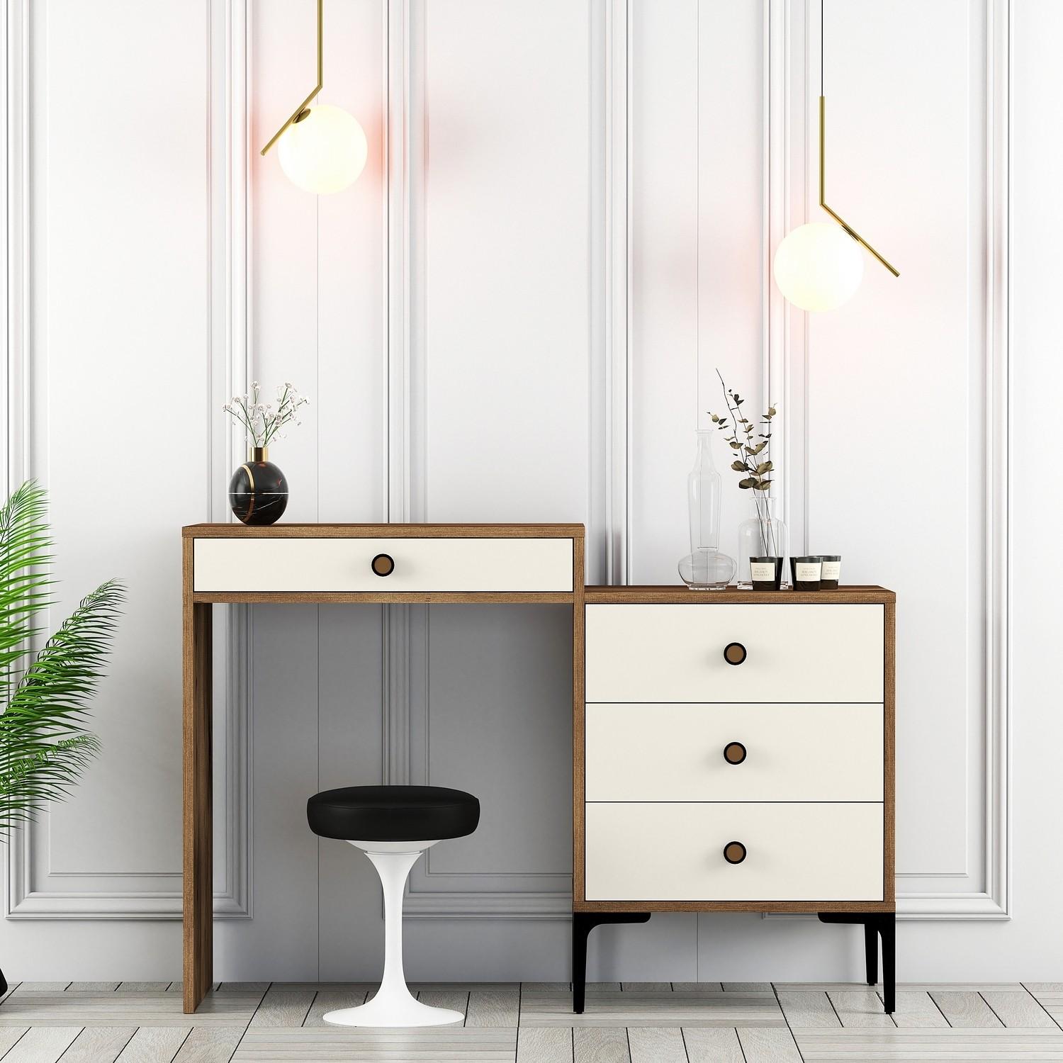 Hanah Home Sto za šminkanje 124x84,7x40cm Orah