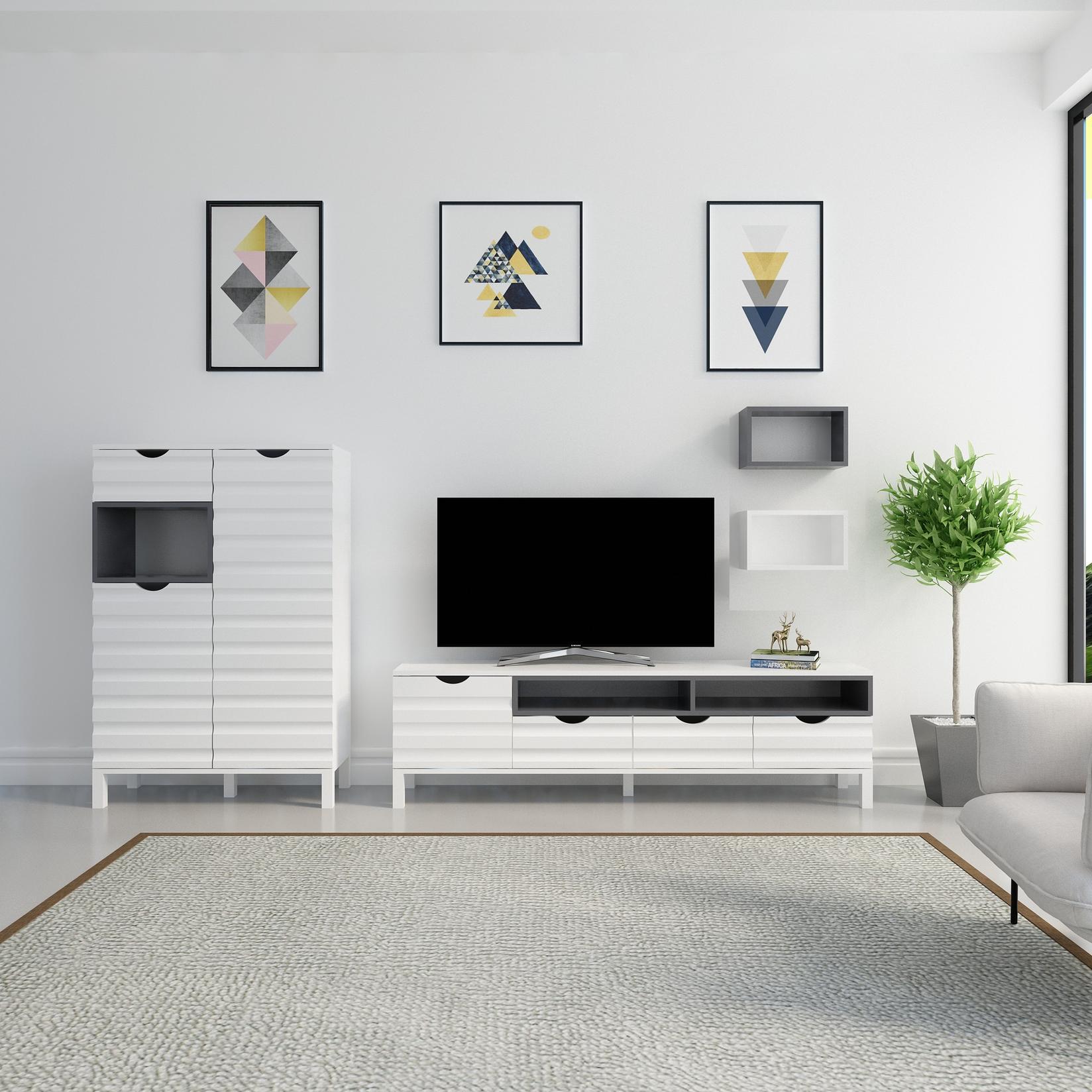 Hanah home TV komoda Adel bijelo-antracit